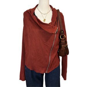 BLANKNYC Faux Suede Moto Jacket Rust Brown Asymmetrical Zip Size M
